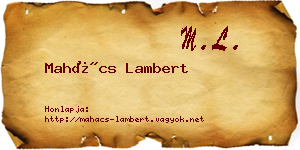 Mahács Lambert névjegykártya